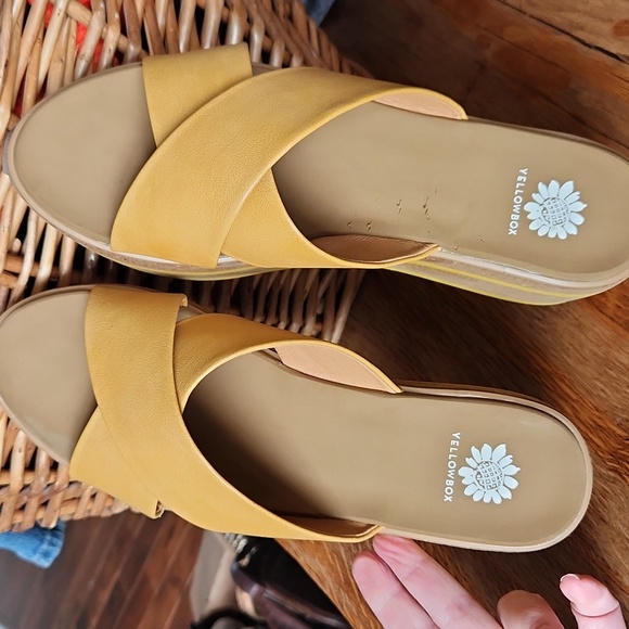 Yellow Box Akeko Platform Sandal Cork Wedge Mustard Size 8.5 - Picture 4 of 14